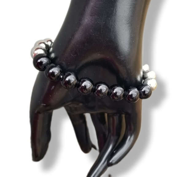 MULTICOLOR DYED AGATE GEMSTONE BEAD STRETCH BRACELET - Picture 5 of 6